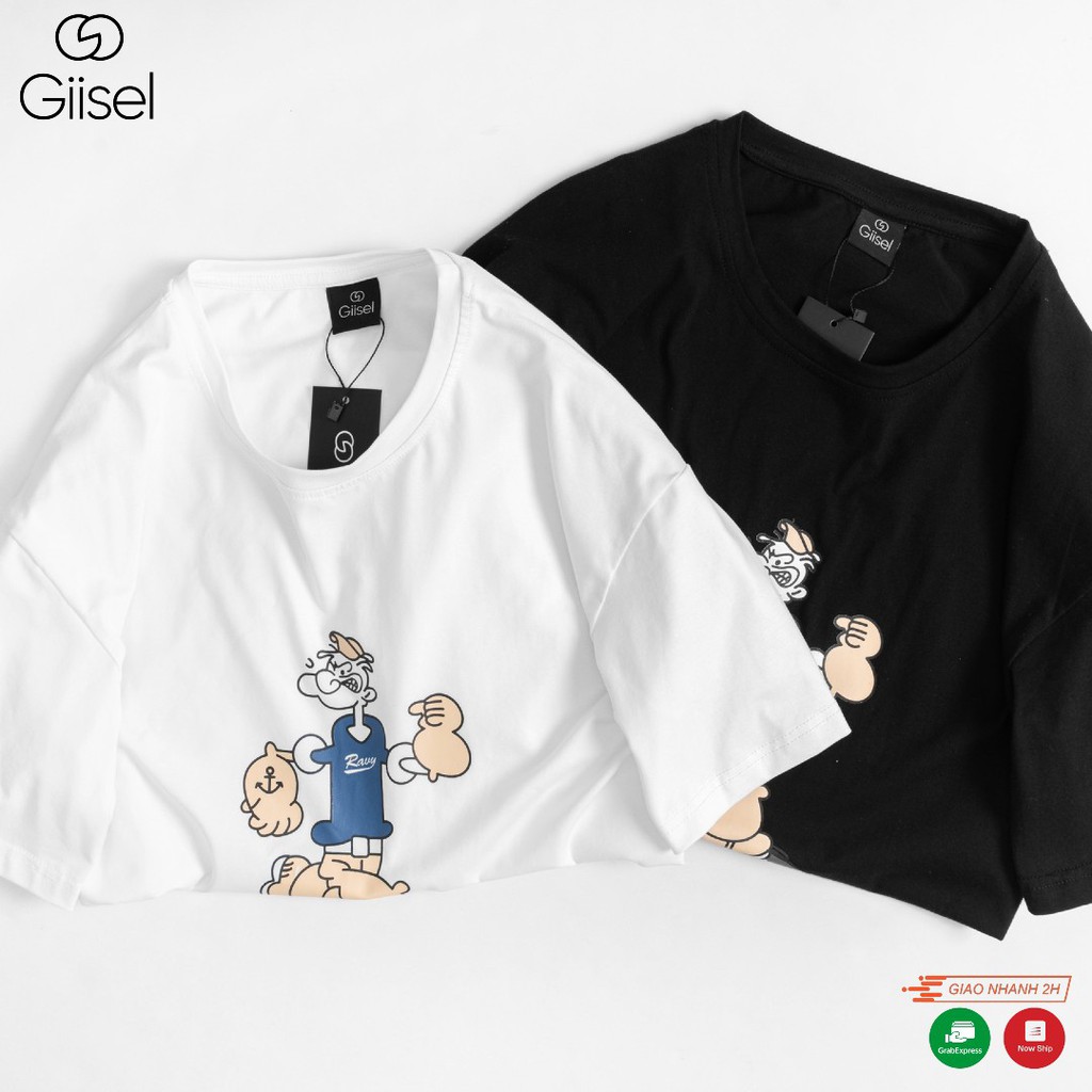 Áo phông nam nữ thun unisex tay lỡ form rộng oversize tee COTTON cổ tròn in hình màu trắng đen đẹp hiệu Giisel