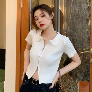 Áo len khóa giữa cổ bẻ hàng QC