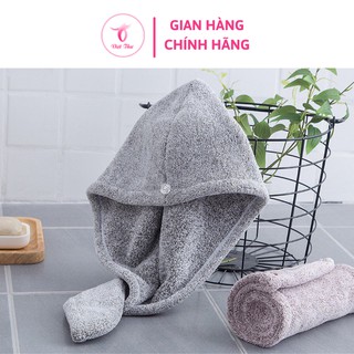Khăn ủ tóc, khăn quấn tóc sợi than tre hoạt tính, lông mềm mịn, kháng khuẩn, thấm hút tốt, siêu nhanh khô - Việt thư