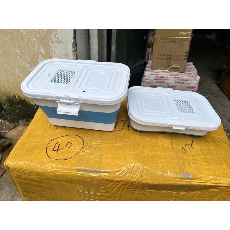 Thùng đựng cá PE có nắp đậy, gấp gọn tiện lợi_39x25.5x23.5cm