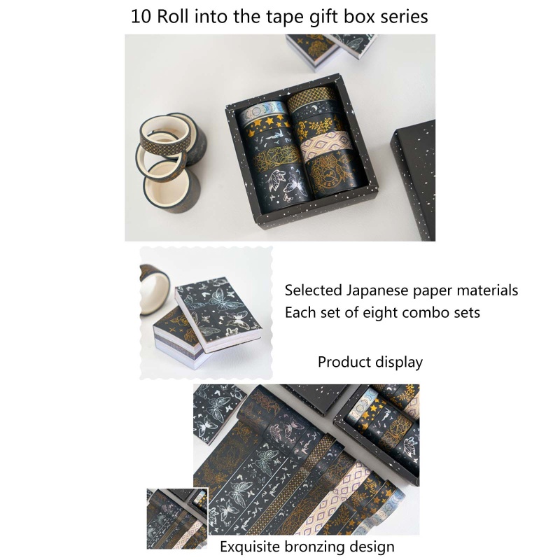 Bộ 10 Cuộn Băng Keo Dán Sổ Lưu Niệm Màu Đồng