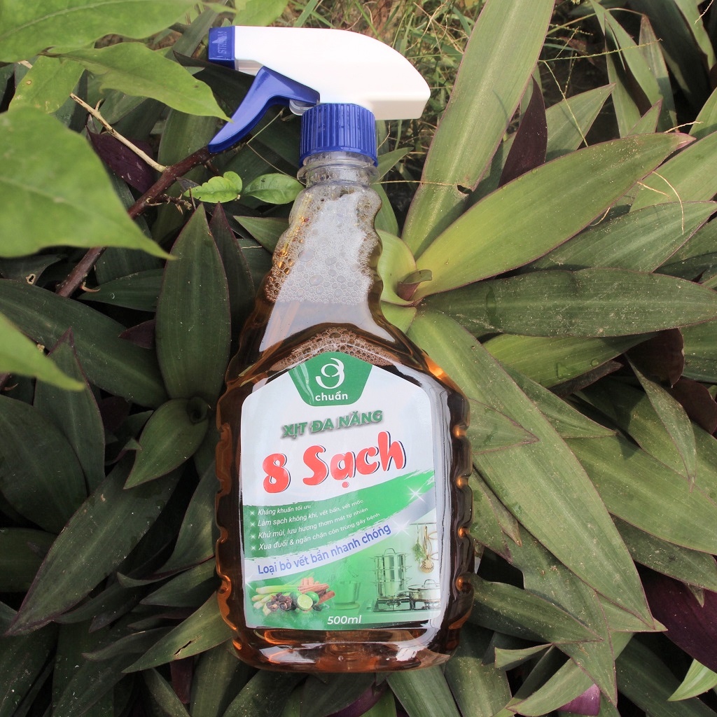 Xịt đa năng thảo dược 8 Sạch 500ml_An Thái Hưng. Kháng khuẩn, làm sạch, khử mùi, lưu hương,xua đuổi côn trùng