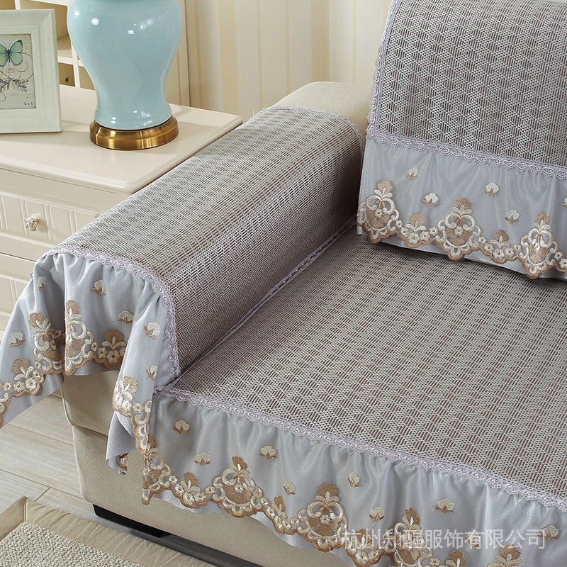 Vỏ Bọc Đệm Ghế Sofa Kết Hợp Mùa Hè Bằng Lụa Lạnh Sợi Tre Không Trượt Bảo Vệ Toàn Diện