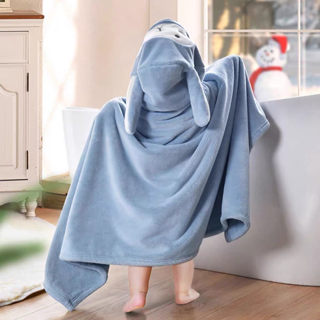 Áo choàng tắm cho bé, khăn tắm có mũ, dùng làm khăn choàng cho bé khi ra ngoài - Hobi Store