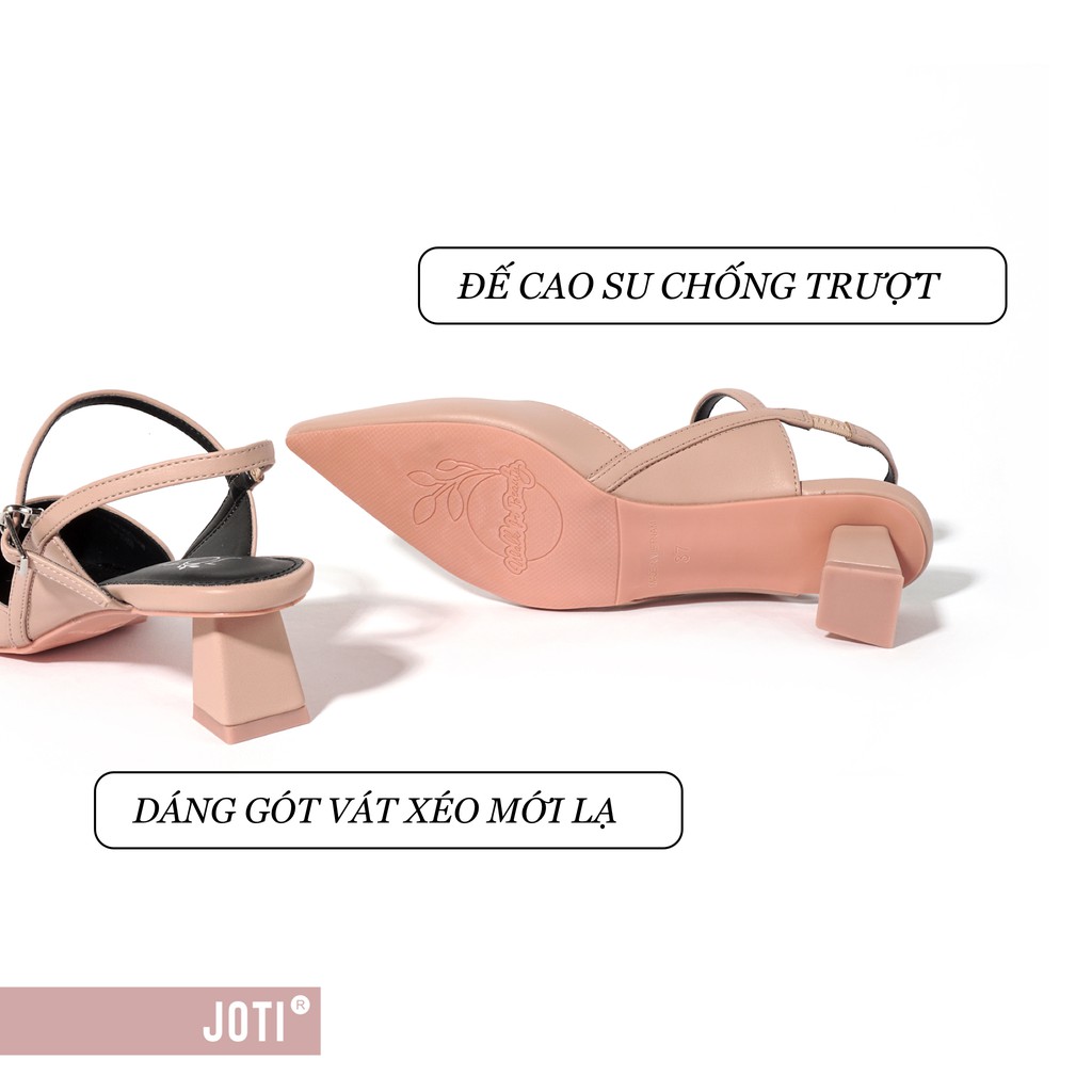 Giày Cao Gót Nữ JOTI Lolita 3269VN5 - Mũi Nhọn Hở Gót Đế Trụ Vuông Cao 4cm Da Mờ - Mang Công Sở Dự Tiệc