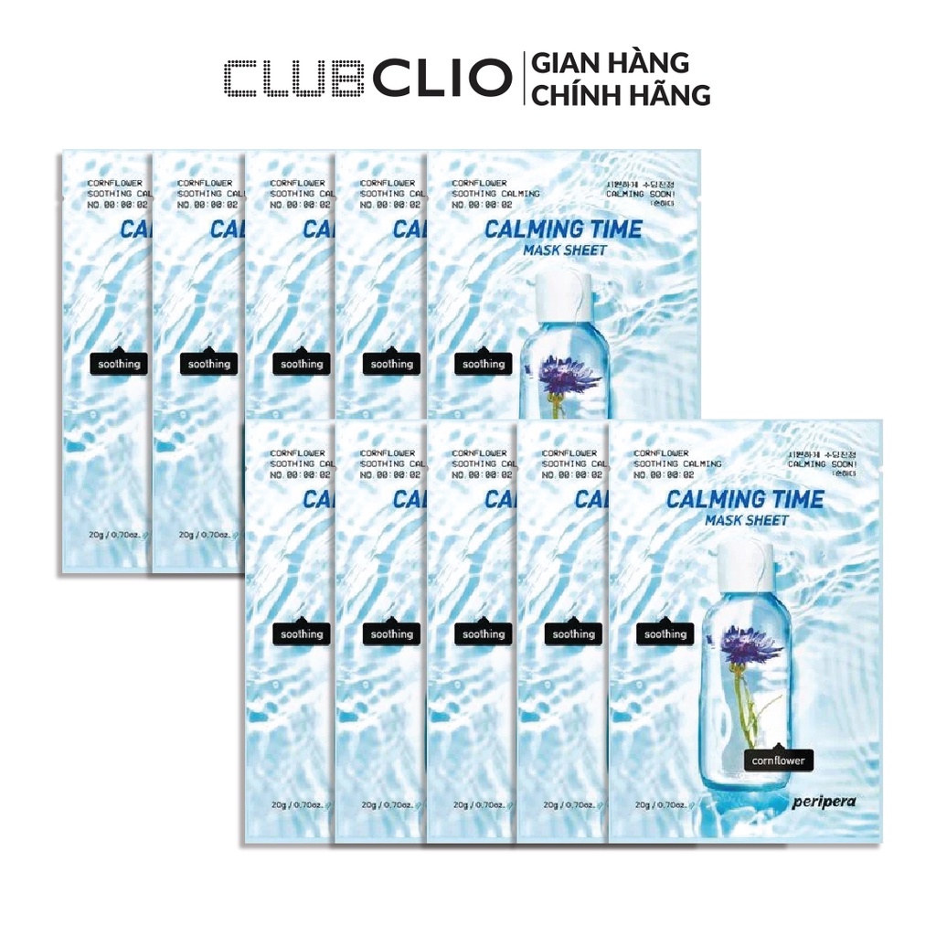 Combo 10 Mặt Nạ Giấy Peripera Mask Sheet 02 Cornflower Soothing Calming 20Mlx10