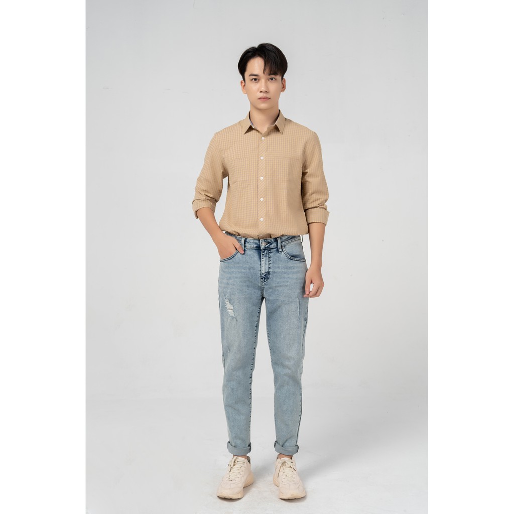 Áo sơ mi nam Yody kẻ phối trẻ trung năng động SMM3029 | BigBuy360 - bigbuy360.vn