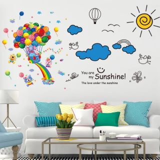 Decal dán tường chùm bóng bay và ngày mới