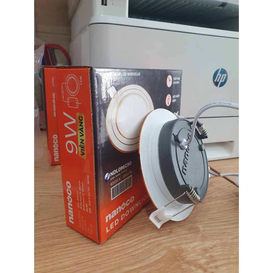 Đèn LED âm trần 9W 12W Viền Vàng Nanoco NDL096G90/NDL126G110