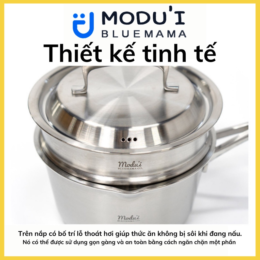 Nồi Quánh nấu bột Inox inox 5 đáy 3 IN 1, Chống Dính Cao Cấp Nhập Chính Hãng Bluemama Hàn Quốc