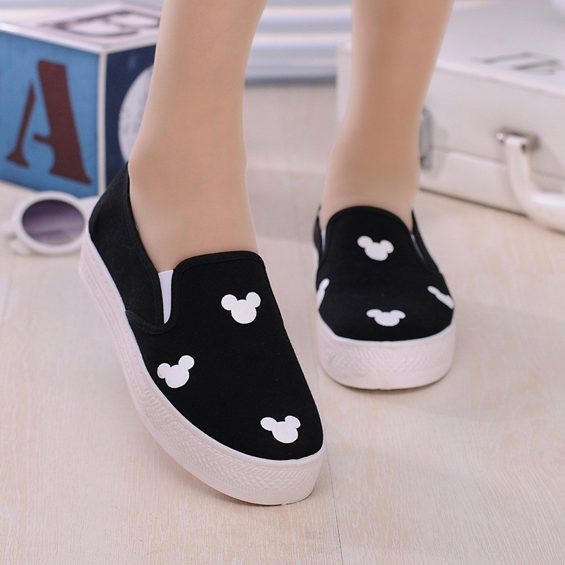 Giày slip on đế độn gấu cute GTTG34 giày độn đế dày | BigBuy360 - bigbuy360.vn