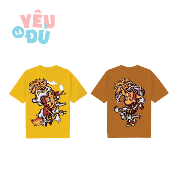 Áo thun cotton dành cho couple: Chuột Say Cheese - YÊU LÀ ĐỦ