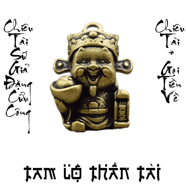 Tượng Ngũ Lộ Thần Tài Điêu Khắc Bằng Đồng Nguyên Khối Phong Thủy (Ông Thần Tiền, Thu Hút Tiền Tài, Hưng Thịnh, Móc Khóa)