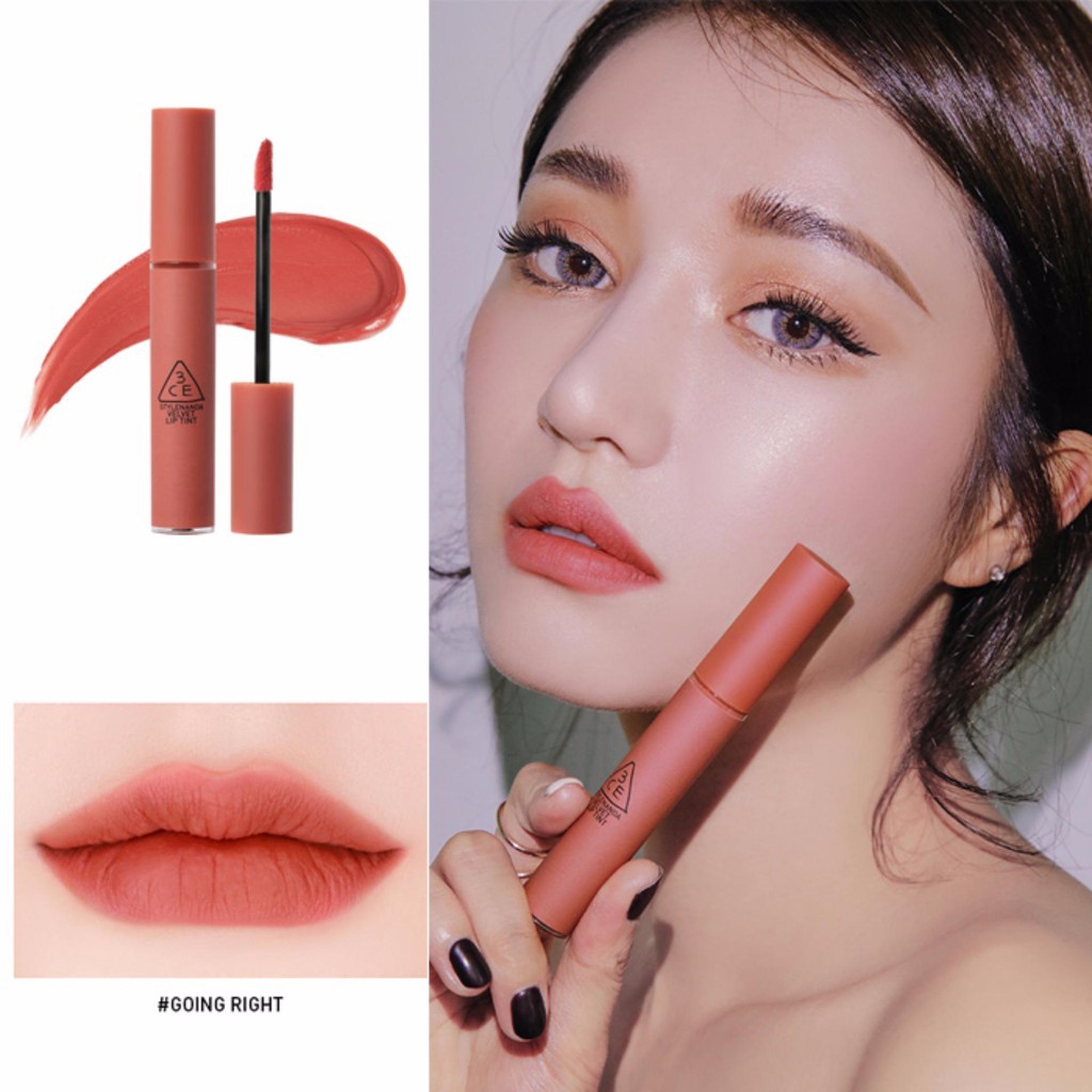 Son kem lì 3CE, Velvet Lip Tint #Going Right- Cam hồng đất