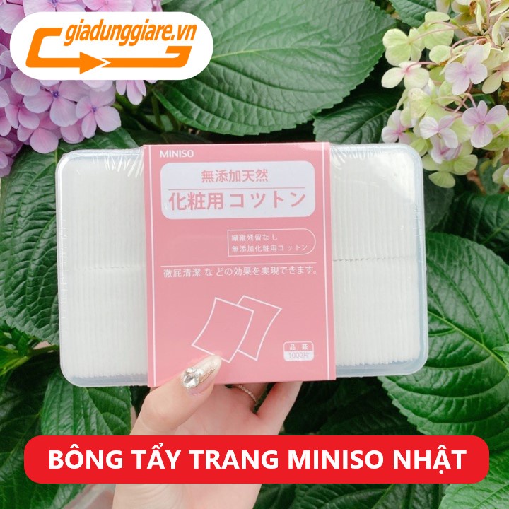 (Chính hãng) HỘP 1000 miếng BÔNG TẨY TRANG MINISO (Nội địa NHẬT BẢN) 100% cotton mềm mại thấm hút tốt - giadunggiare.vn