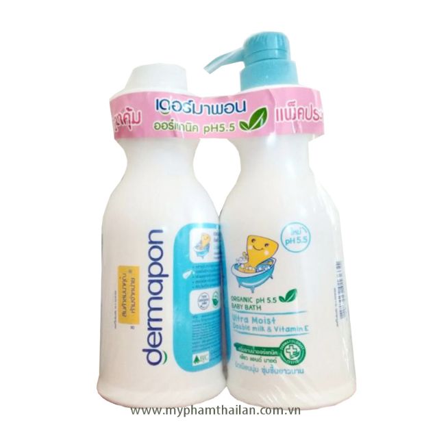 Cặp Sữa tắm em bé Dermapon Thái Lan 480ml+400ml