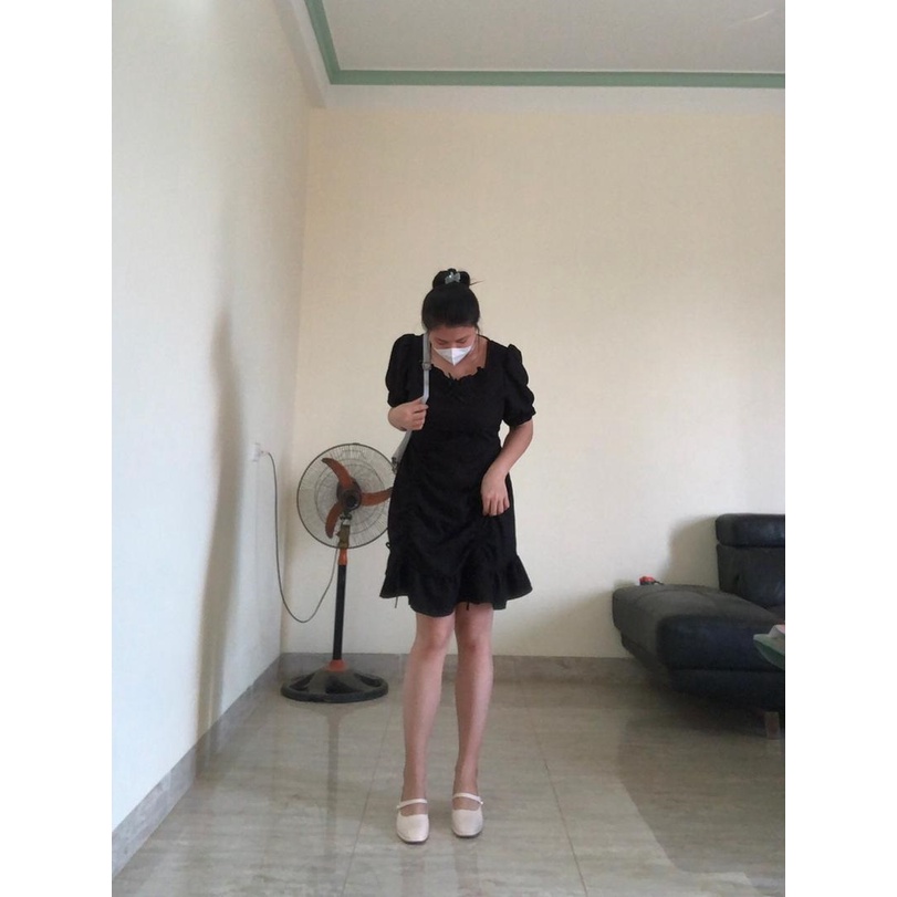 Đầm Rút Dây Bigsize  Váy Bigsize Cộc Tay Cổ Chữ U - Mã 035
