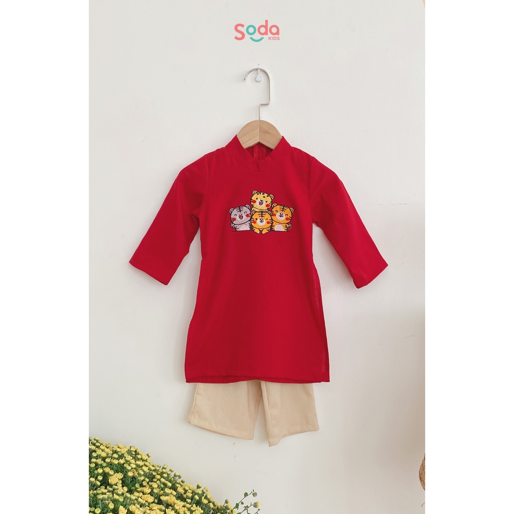 (Hàng thiết kế) Áo dài Hổ thêu dành cho bé trai