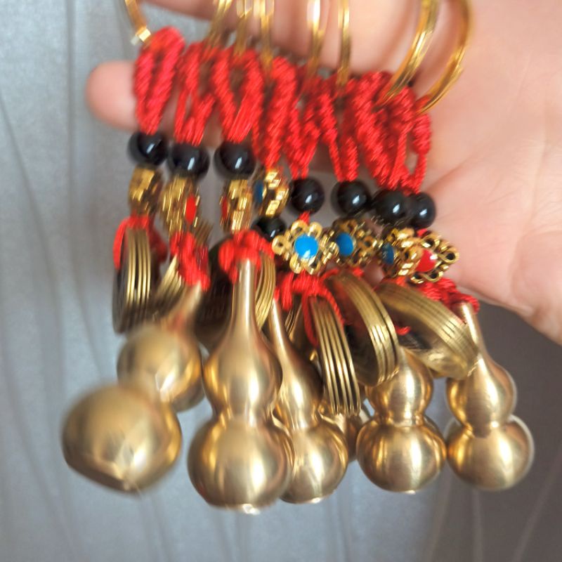 Móc khóa đồng bầu hồ lô đồng xu phong thủy may mắn tài lộc