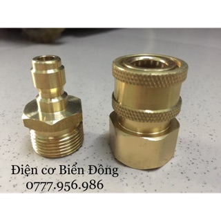 🔥FREESHIP🔥COMBO bộ đầu nối nước ra chống xoắn dây xịt ren 21 22 thích hợp cho tất cả các dòng rửa xe áp lực cao