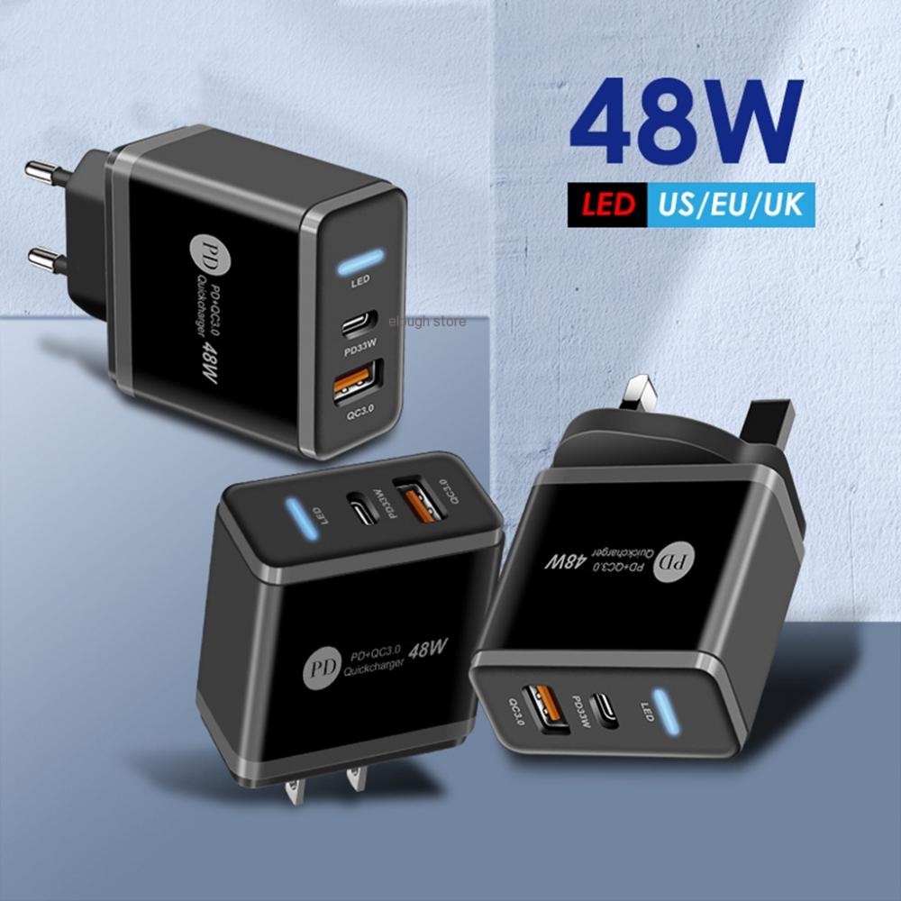 Cốc sạc nhanh ELOUGH QC 3.0 Type C PD 48W cổng USB