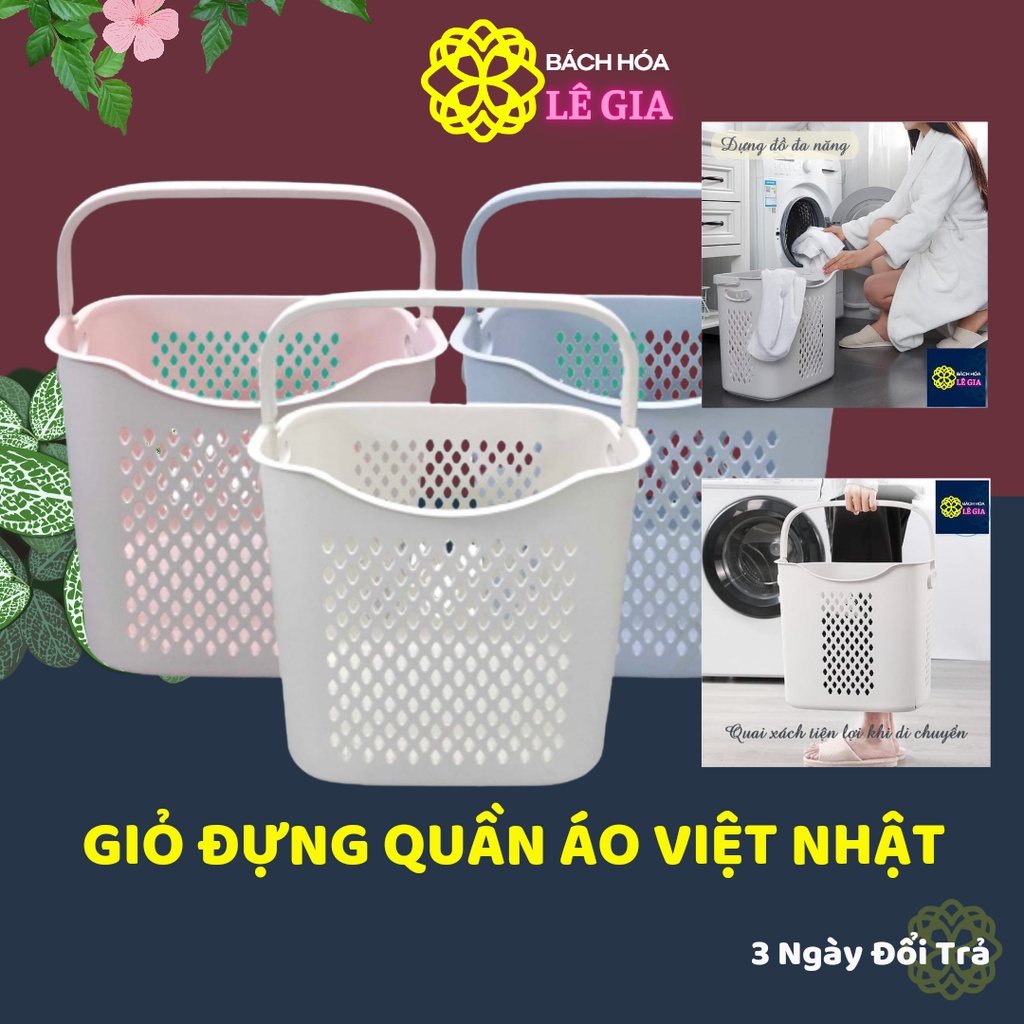Giỏ đựng đồ giặt có Quai Chắc chắn Nhựa Việt Nhật, Rổ nhựa đựng quần áo thiết kế hiện đại 3373/3372 - Lê Gia Shop