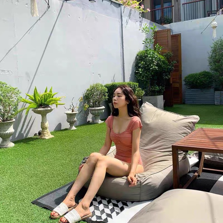 Bikini Đi Biển 1 Mảnh Có Tay Liền Thân Che Bụng Mỡ LUHAZO Đồ Bơi Nữ Chất Đẹp 2388 E-9