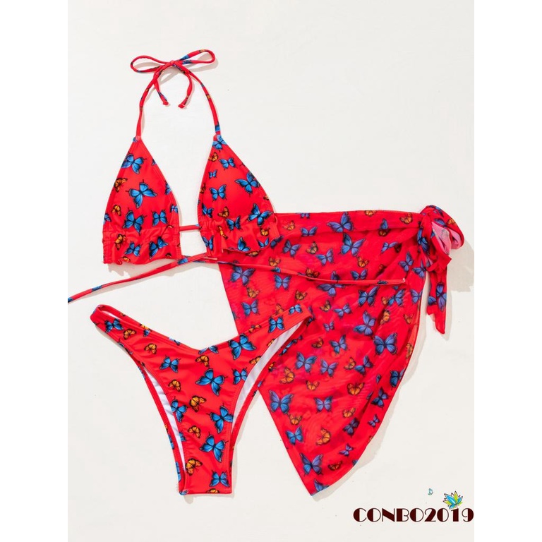 Bộ Đồ Bơi Bikini Hai Mảnh Không Tay In Họa Tiết Bướm Cổ Điển Quyến Rũ Dành Cho Nữ