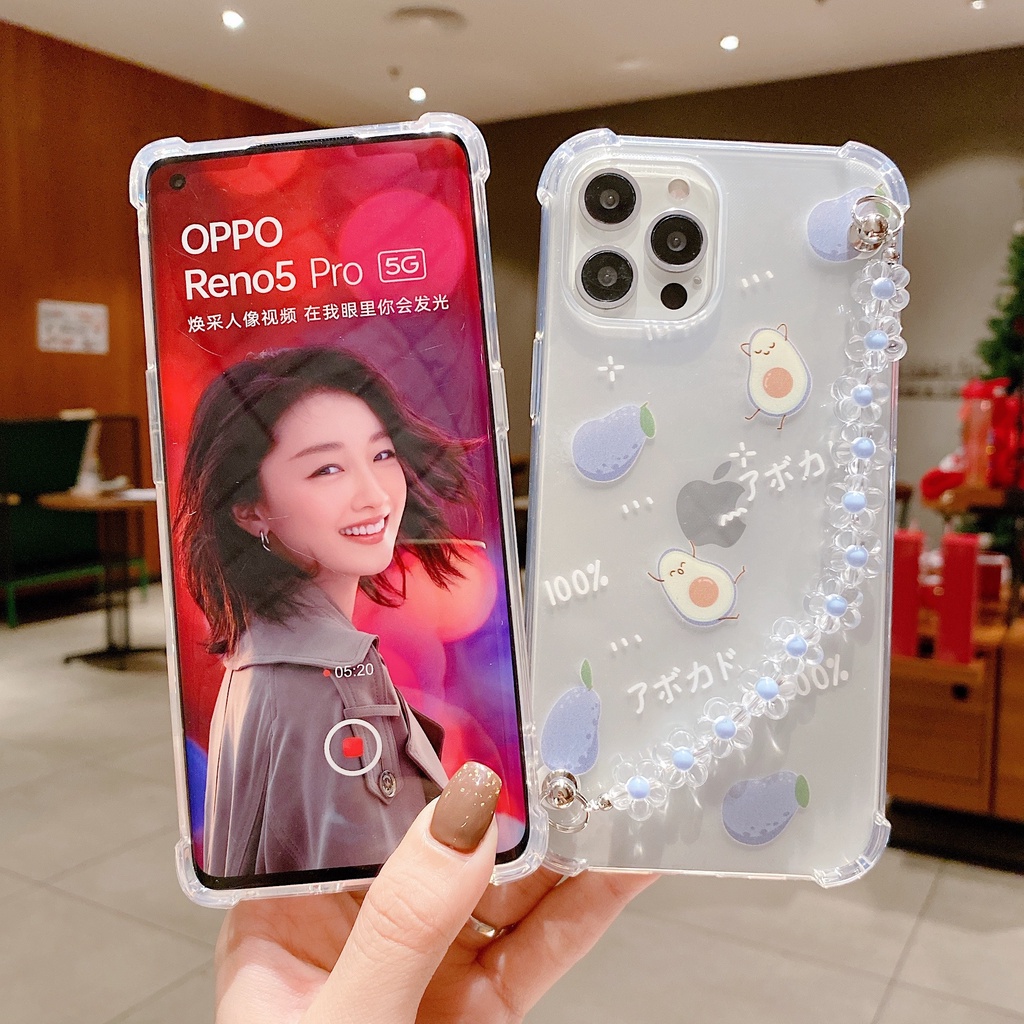 Ốp điện thoại TPU trong suốt chống sốc phối dây chuỗi cho OPPO Reno Reno 8T 8Z 4G 5G A77s A17 8  5G 7 4G A57 2022 A76 6 Z 5G 5 4 A16 k A74 4G 5G A15 s A95 A54 A94