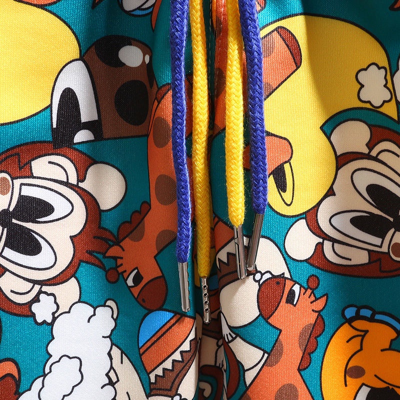 Quần dài màu phối nhiều hình nhân vật hoạt hình cho bé gái & bé trai màu xanh