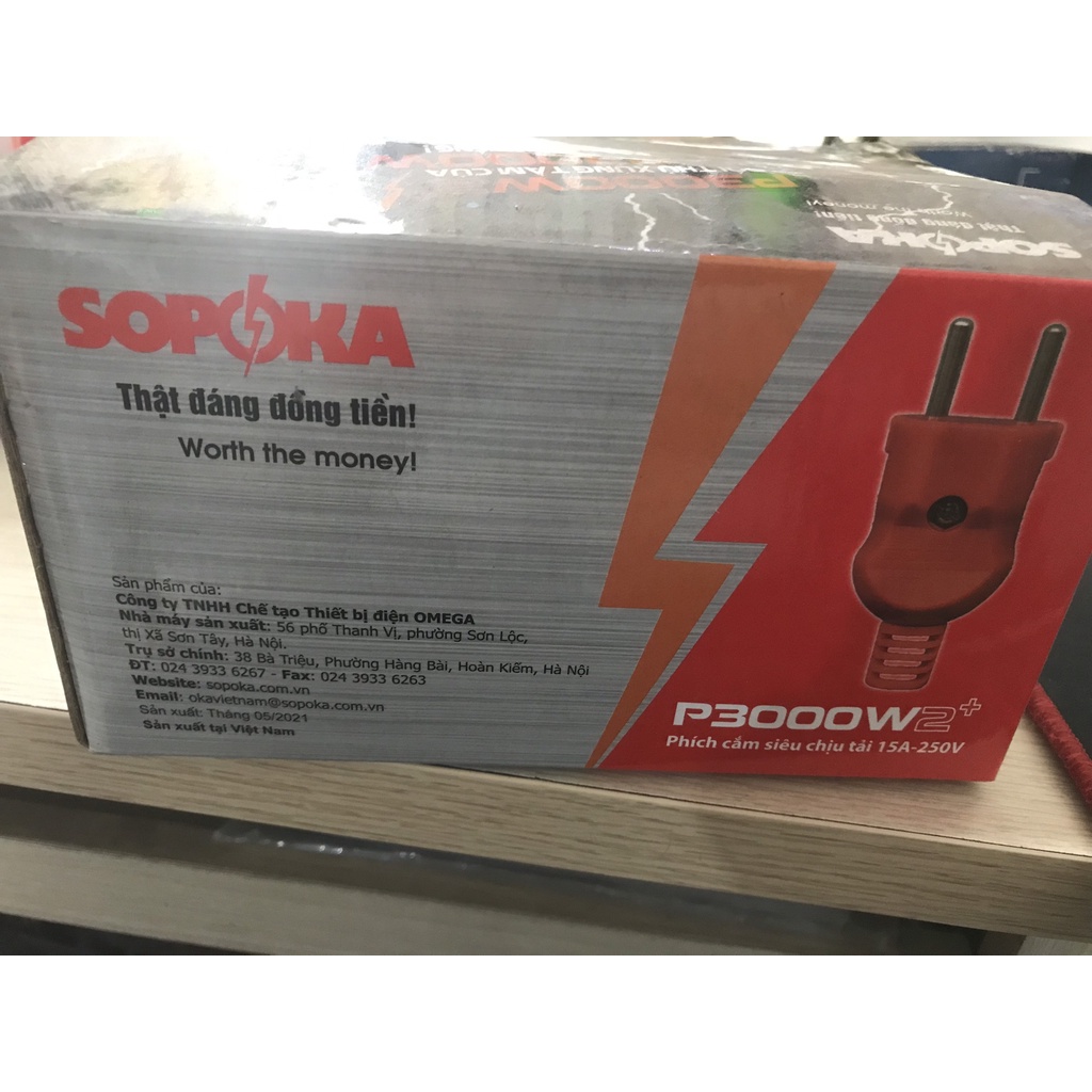 Ổ cắm điện chịu tải - Ồ cắm cam công trình 6000W Sopoka loại 2 lỗ cắm, 3 lỗ cắm, 4 lỗ cắm