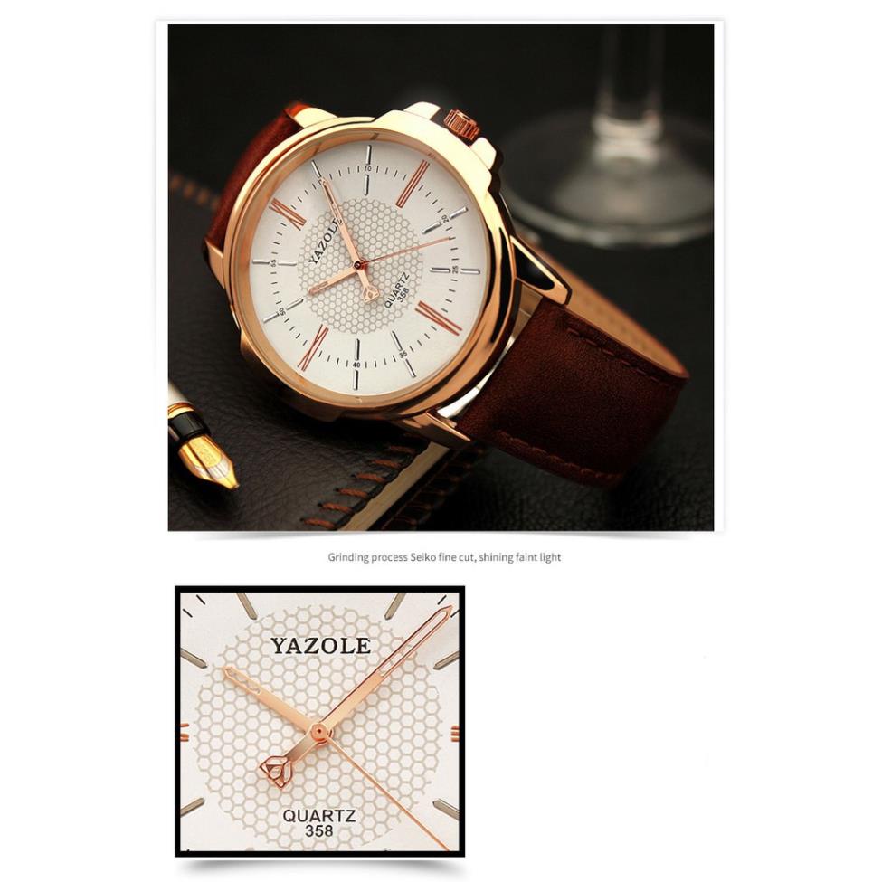 Đồng hồ nam Yazole 358 dây da thời trang sang trọng lịch lãm . | BigBuy360 - bigbuy360.vn