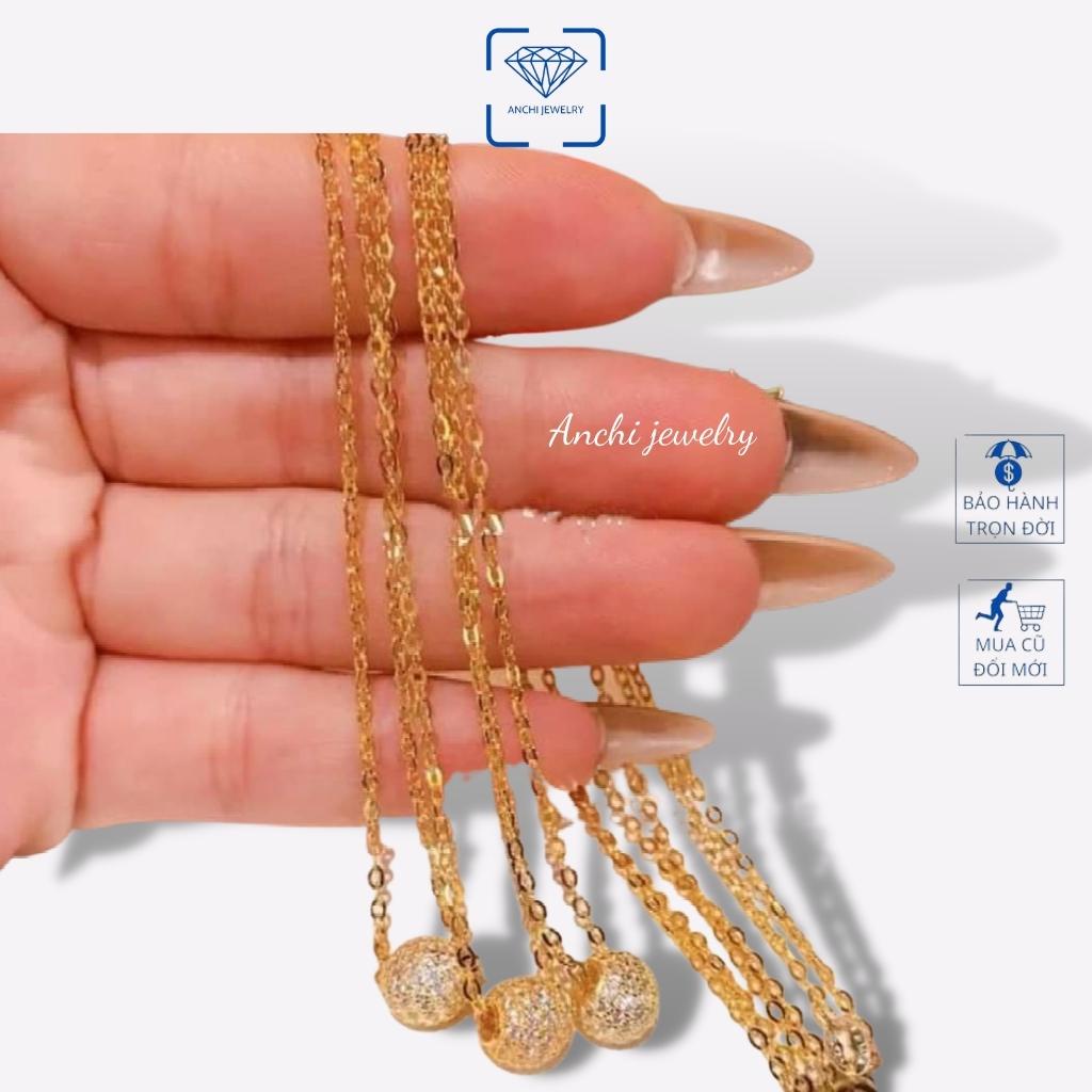 Dây chuyền mặt cầu đính đá, chuẩn bạc ta mạ vàng bao sáng đẹp - Anchi jewelry