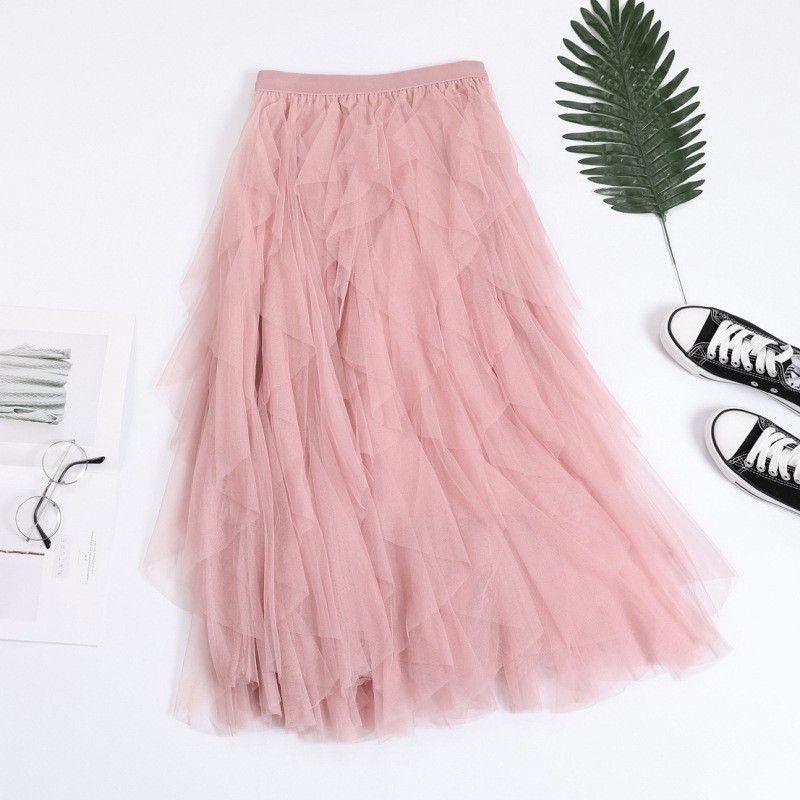 Chân váy dài xếp ly eo ao, chân váy lưới nhọn hoang dã VD0023 | BigBuy360 - bigbuy360.vn