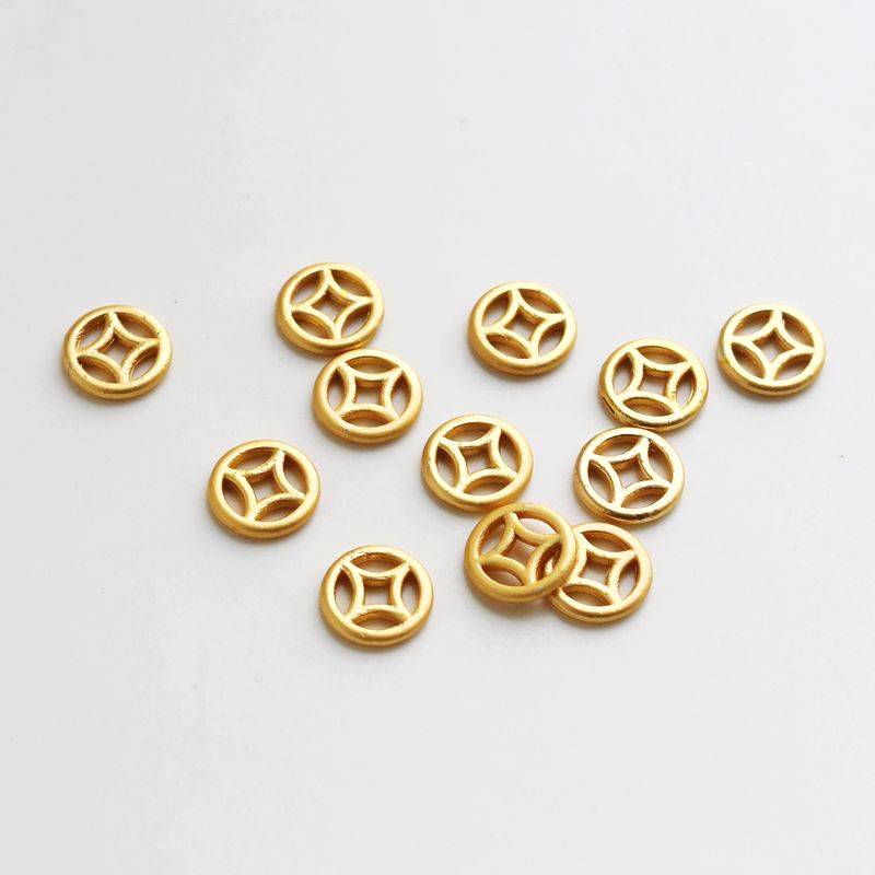 Bộ 10 Miếng Đệm Tròn Rỗng Màu Vàng Kim 18k 7mm Dùng Làm Trang Sức diy