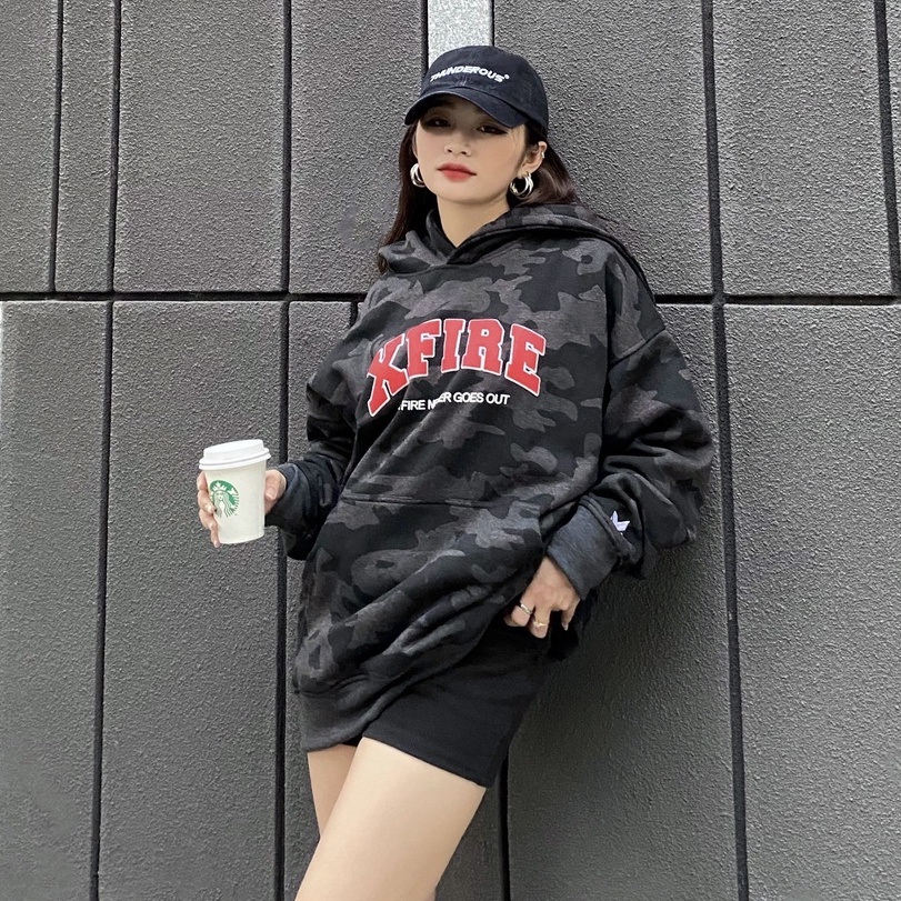 Áo khoác Hoodie Nam Nữ Form Rộng Vải Nỉ Màu Xám Đen Camo Essential by Local Brand Xfire