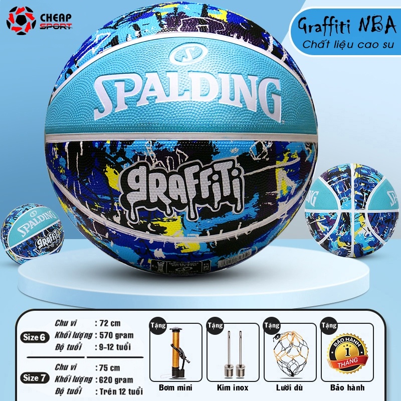 Bóng Rổ Spalding NBA Size Số 7,Banh Bóng Rổ Cao Su GRAFFITI SKETCH Tiêu Chuẩn Thi Đấu