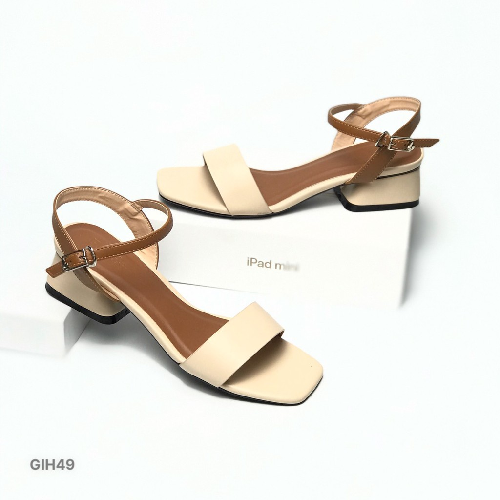 Sandal nữ BQ ❤️FREESHIP❤️ Giày sandal phối quai màu sắc trẻ trung gót vuông 4.5cm GIH49