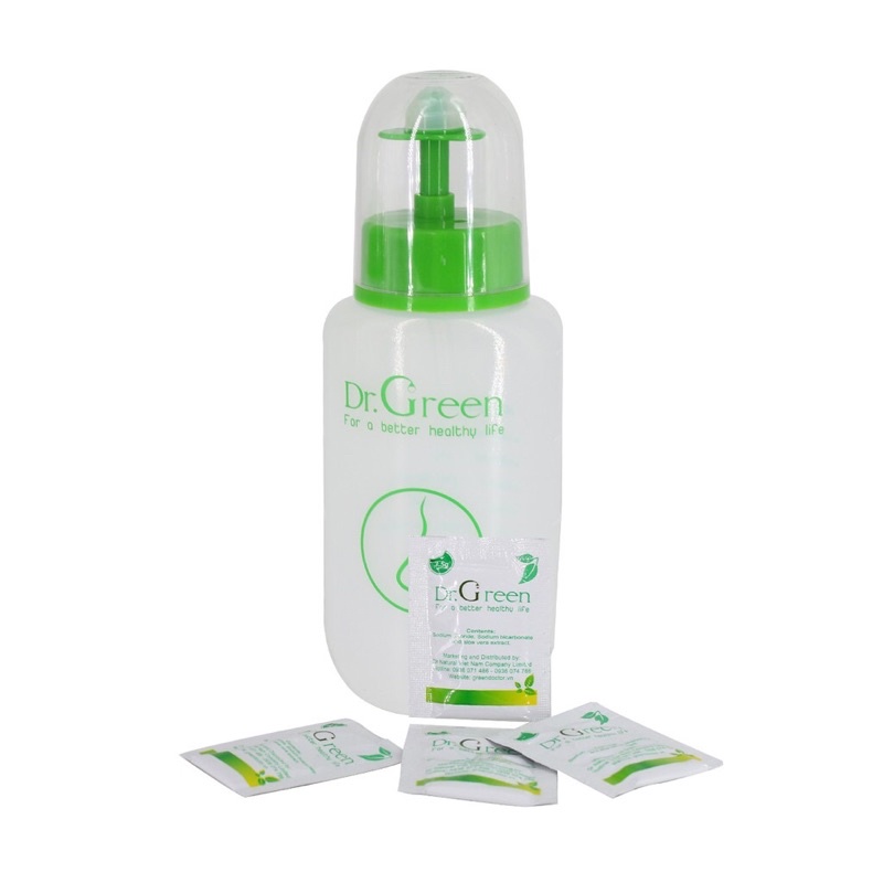 Bình rửa mũi Dr. Green + 10 gói muối biển nha đam