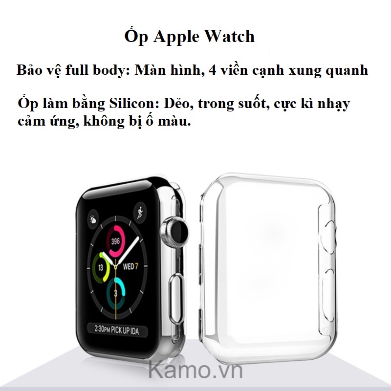 Ốp apple watch series 7 6 5 4 3 1 se, ốp dẻo trong suốt full body bảo vệ apple watch 38mm 40mm 42mm 44mm -đồng hồ iwatch