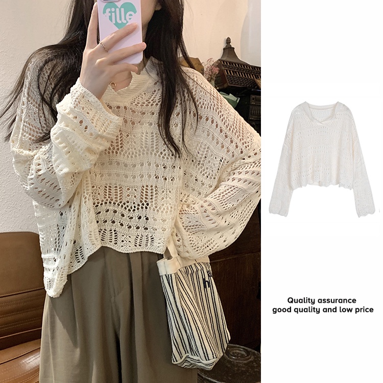 Porozi  Áo Croptop Dệt Kim Áo Thun Nữ Dài Tay Cổ Tròn Thời Trang Hàn