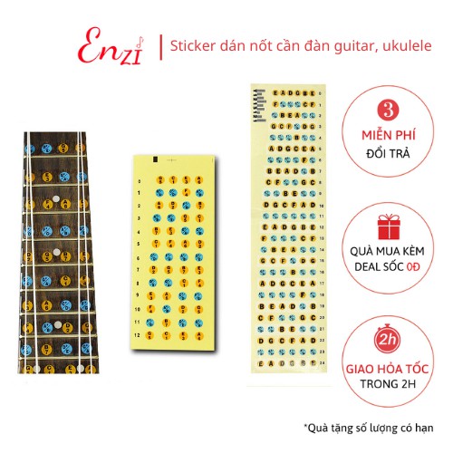 Sticker guitar ukulele dán nốt cần đàn guitar ukulele