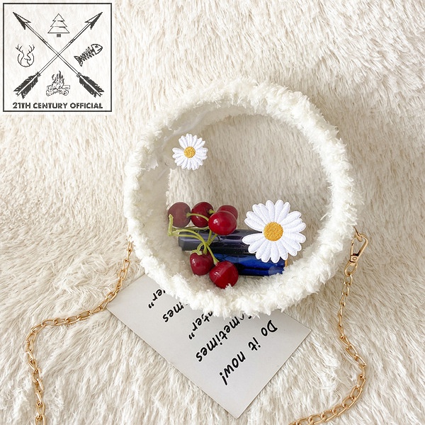 Túi Tự Đan Tròn Hoa Cúc, Túi Xách Đeo Chéo Handmade Mặt Mica Trong Suốt Có Set Làm Túi Đủ Phụ Kiện