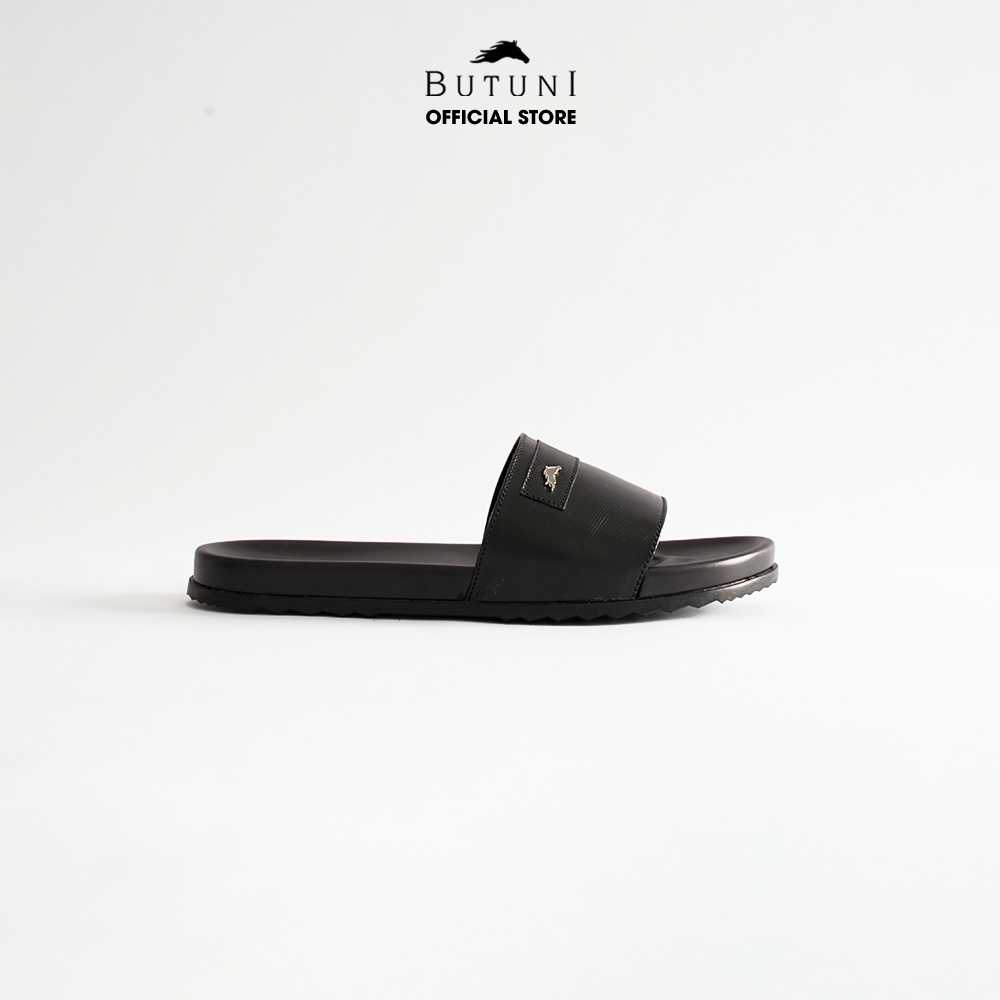 Dép quai ngang da thật Butuni Raphael Slippers - Đen