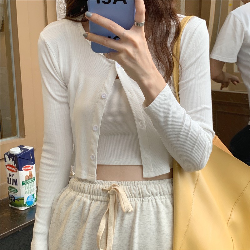 Fashion suit women's small knitted cardigan jacket with two-piece suspenders