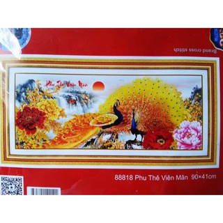Tranh thêu chữ thập Phu Thê Viên Mãn 88818 90*41cm