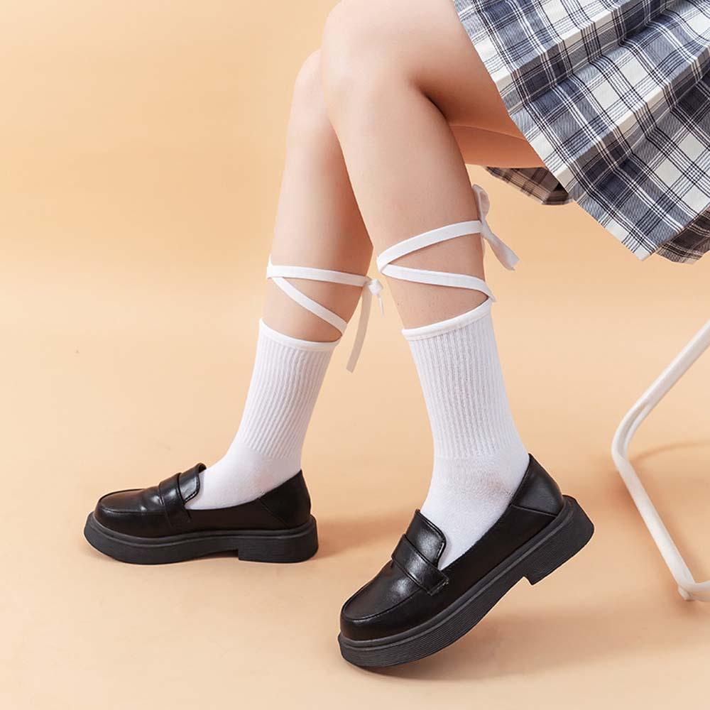 Vớ Cotton Dài Màu Sắc Ngọt Ngào Phong Cách Hàn Quốc Cho Nữ