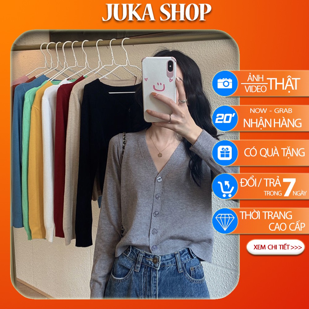 Áo cardigan dệt kim tay dài phối cổ chữ V phong cách thời trang cho nữ 4 mùa - Mẫu mới Juka Shop