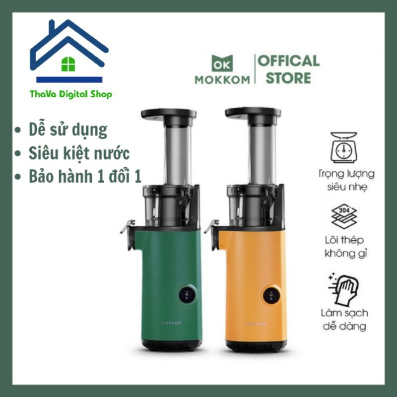 [BẢO HÀNH 1 ĐỔI 1] Máy Ép Chậm MOKKOM Siêu Kiệt Bã Cực Gọn Nhẹ - Thava Shop BH 6 Tháng