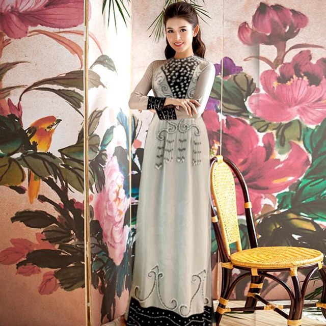 💃ÁO DÀI DẠ HỘI XÁM KHÓI VẼ THÊU KẾT PHA LÊ 💎 TINH TẾ - SANG CHẢNH - MA MỊ - CUỐN HÚT 💃